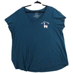 Torrid Classic Fit Womens Blue "No Prob-Llama" Graphic Tee Size 3 Cotton/Modal B